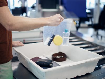 Airport security check before flight