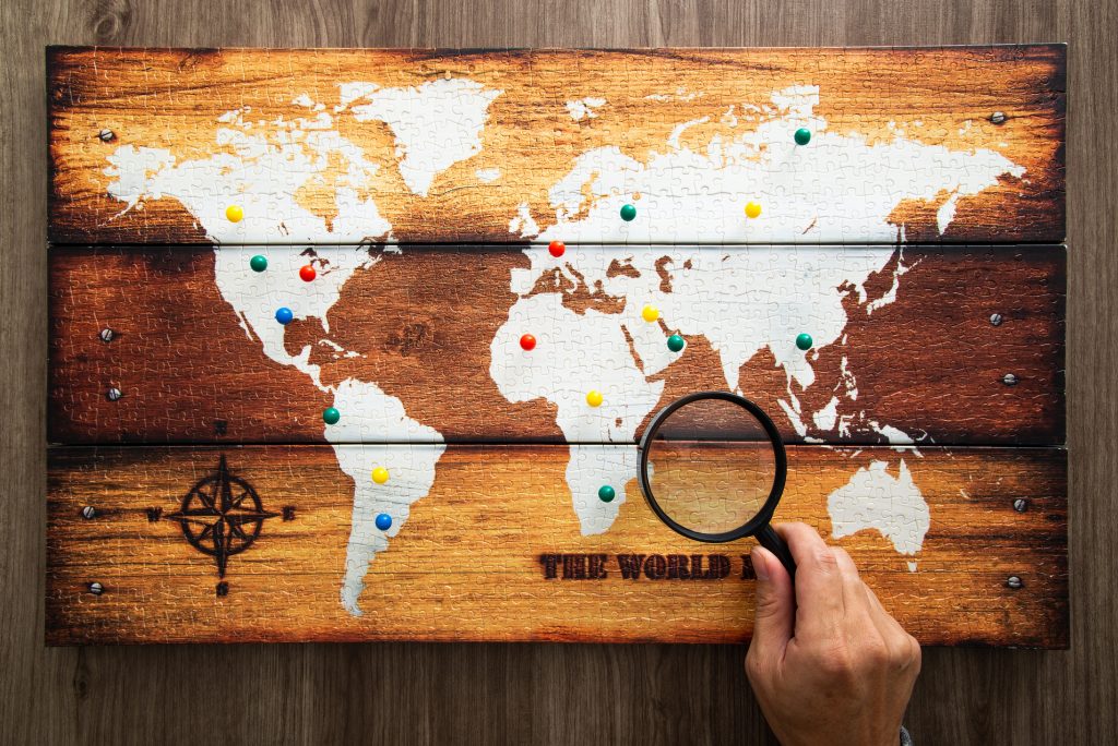 Flat lay travel vacation planning