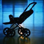 A baby stroller at the airport