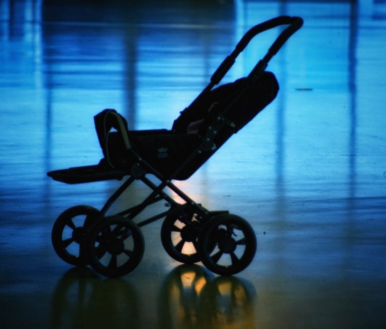 A baby stroller at the airport